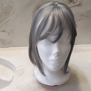 Gray Layered Women's Topper Wig with Side Bangs - Unbranded
